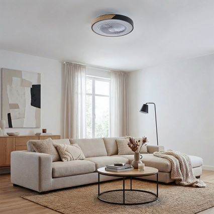 Brilagi - LED dimmelhető mennyezeti lámpa ventilátorral LED/30W/230V 3000-6500K fekete/tölgy + távirányító