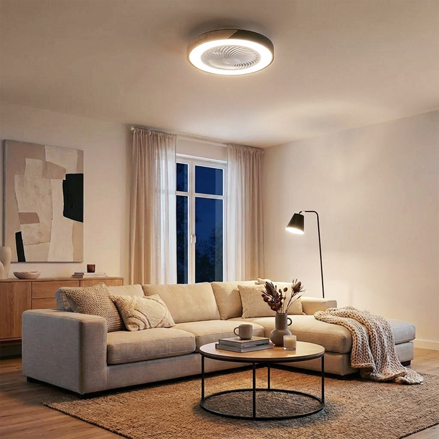 Brilagi - LED dimmelhető mennyezeti lámpa ventilátorral LED/30W/230V 3000-6500K fekete/tölgy + távirányító