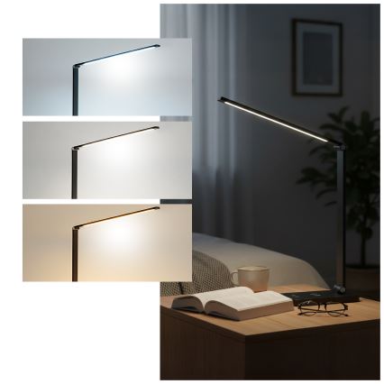 Brilagi - LED-dimmelhető érintésvezérelt asztali lámpa QI MODO CHARGE LED/7W/5V 3000/4000/6000K fekete