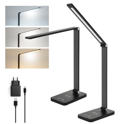 Brilagi - LED-dimmelhető érintésvezérelt asztali lámpa QI MODO CHARGE LED/7W/5V 3000/4000/6000K fekete