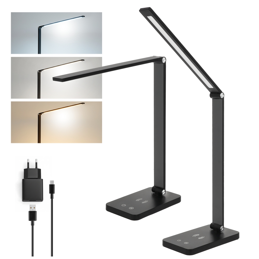 Brilagi - LED-dimmelhető érintésvezérelt asztali lámpa QI MODO CHARGE LED/7W/5V 3000/4000/6000K fekete
