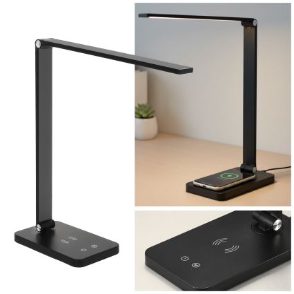 Brilagi - LED-dimmelhető érintésvezérelt asztali lámpa QI MODO CHARGE LED/7W/5V 3000/4000/6000K fekete