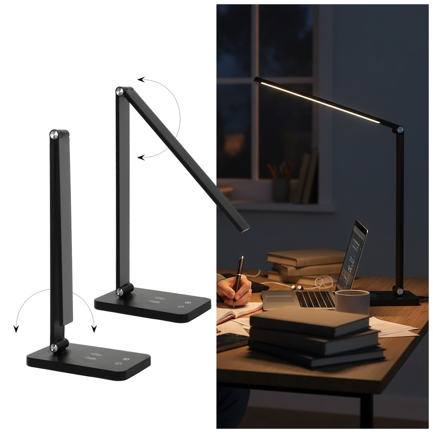 Brilagi - LED-dimmelhető érintésvezérelt asztali lámpa QI MODO CHARGE LED/7W/5V 3000/4000/6000K fekete