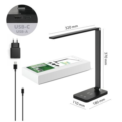 Brilagi - LED-dimmelhető érintésvezérelt asztali lámpa QI MODO CHARGE LED/7W/5V 3000/4000/6000K fekete