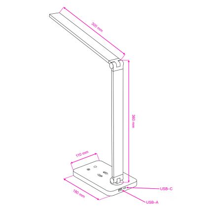 Brilagi - LED-dimmelhető érintésvezérelt asztali lámpa QI MODO CHARGE LED/7W/5V 3000/4000/6000K fekete