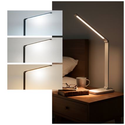 Brilagi - LED dimmelhető érintéses asztali lámpa vezeték nélküli QI töltéssel MODO CHARGE LED/7W/5V 3000/4000/6000K fehér