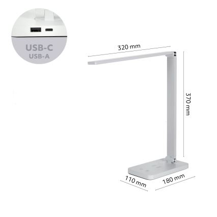 Brilagi - LED dimmelhető érintéses asztali lámpa vezeték nélküli QI töltéssel MODO CHARGE LED/7W/5V 3000/4000/6000K fehér