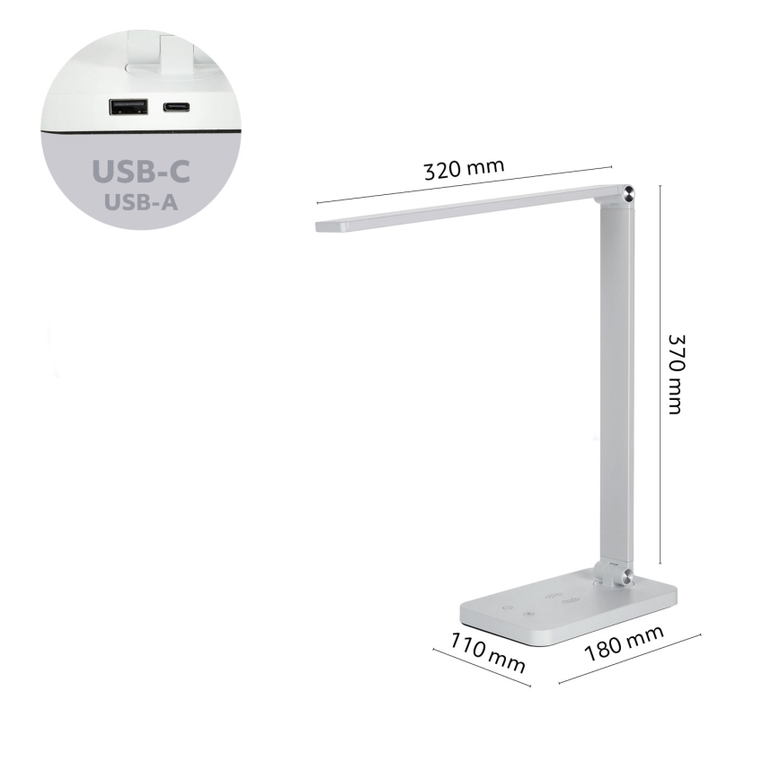Brilagi - LED dimmelhető érintéses asztali lámpa vezeték nélküli QI töltéssel MODO CHARGE LED/7W/5V 3000/4000/6000K fehér