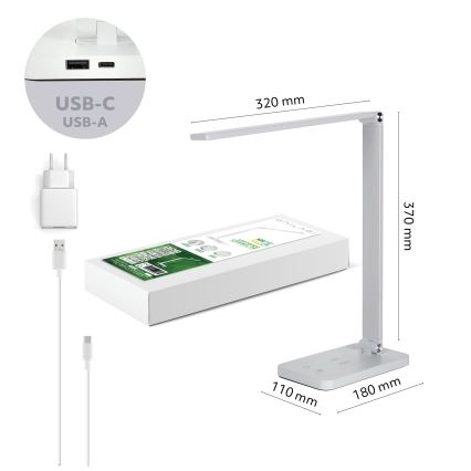 Brilagi - LED dimmelhető érintéses asztali lámpa vezeték nélküli QI töltéssel MODO CHARGE LED/7W/5V 3000/4000/6000K fehér