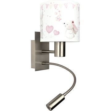 Brilagi - LED-es gyerek rugalmas fali lámpa BOBO 1xE27/25W/230V + LED/3W matt króm/krémszínű/nyuszik