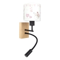 Brilagi - LED-es gyermek állítható fali lámpa BOBO WOOD 1xE27/25W/230V + LED/3W tölgy/fekete/krémszínű/nyuszik