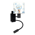 Brilagi - LED-es gyermek flexibilis fali lámpa BOBO 1xE27/25W/230V + LED/3W fekete/fehér/kék/mackós