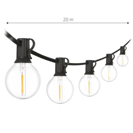 Brilagi - LED kültéri dekorációs fényfüzér GIRLANDA 25xE12/0,6W/230V 20m fekete IP44 meleg fehér + távirányító