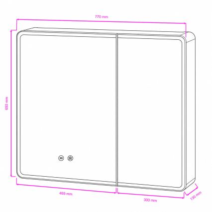 BRILAGI - LED-es tükörszekrény háttérvilágítással NOTO DOUBLE 78x65 cm