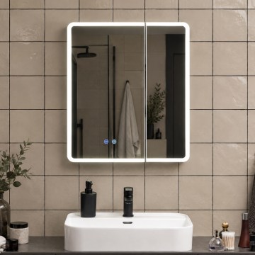 BRILAGI - LED-es tükrös fürdőszobai szekrény háttérvilágítással NOTO DOUBLE 60x65 cm