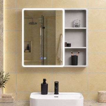 BRILAGI - LED-es tükrös fürdőszobaszekrény beépített világítással NOTO SINGLE 78x65 cm