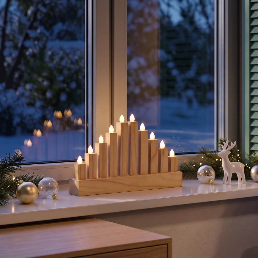 BRILAGI - LED fából készült karácsonyi gyertyatartó 10xLED/2xAA