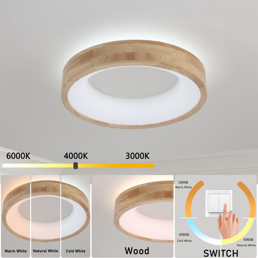 Brilagi - LED mennyezeti lámpa FALCON WOOD LED/30W/230V 3000/4000/6000K átm. 45 cm, fa kivitel