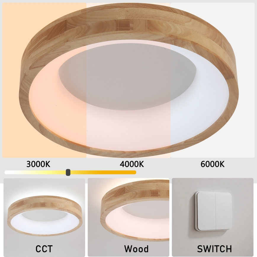 Brilagi - LED mennyezeti lámpa FALCON WOOD LED/30W/230V 3000/4000/6000K átm. 45 cm, fa kivitel