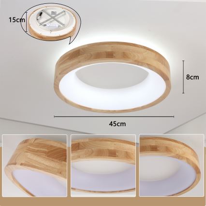 Brilagi - LED mennyezeti lámpa FALCON WOOD LED/30W/230V 3000/4000/6000K átm. 45 cm, fa kivitel