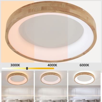 Brilagi - FALCON WOOD LED mennyezeti lámpatest, 40W, 230V, 3000/4000/6000K, Ø 60 cm, fa