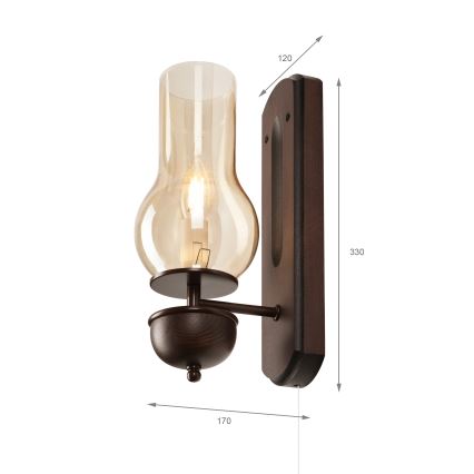 Brilagi - LED Fali lámpa COTTAGE 1xE14/40W/230V bükkfa/barna