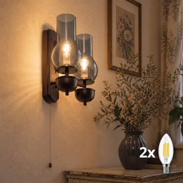 BRILAGI - LED fali lámpa COTTAGE 2xE14/40W/230V bükk/füstszürke