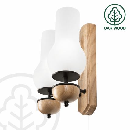 Brilagi - LED Fali lámpa COTTAGE 2xE14/40W/230V tölgy/fehér