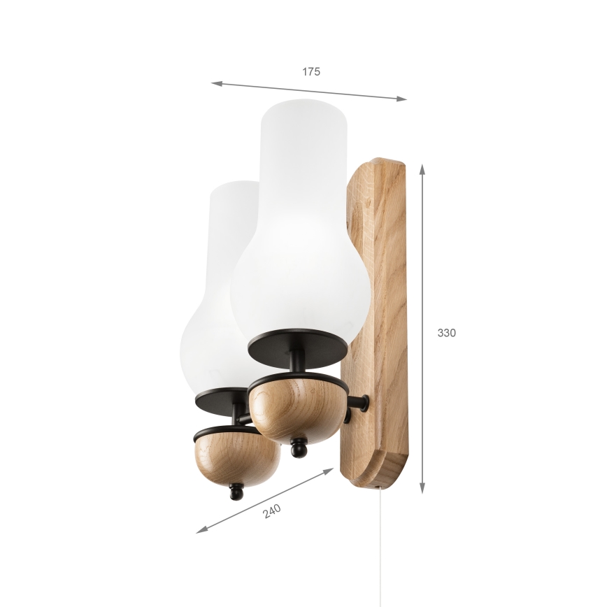 Brilagi - LED Fali lámpa COTTAGE 2xE14/40W/230V tölgy/fehér