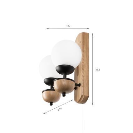 Brilagi - LED Fali lámpa COTTAGE 2xG9/40W/230V tölgy/fehér