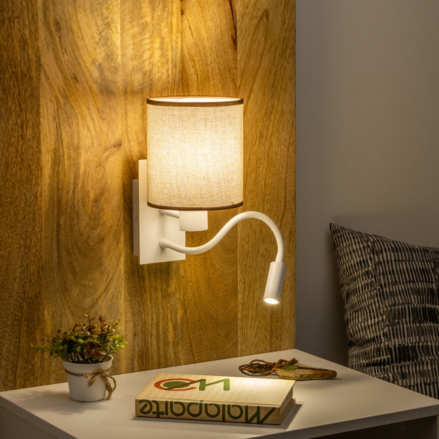 Brilagi - LED Rugalmas fali lámpa NUBILA 1xE27/25W/230V + LED/3W fehér/barna