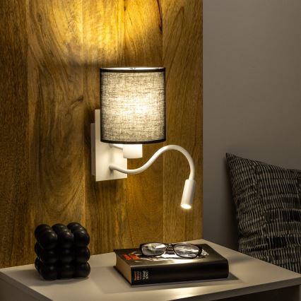 Brilagi - LED Rugalmas fali lámpa NUBILA 1xE27/25W/230V + LED/3W fehér/fekete