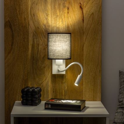 Brilagi - LED Rugalmas fali lámpa NUBILA 1xE27/25W/230V + LED/3W fehér/fekete