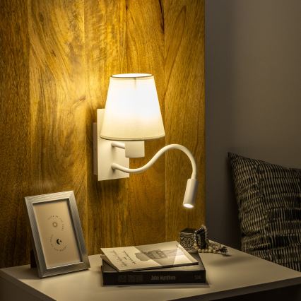 Brilagi - LED Rugalmas fali lámpa NUBILA 1xE27/25W/230V + LED/3W fehér