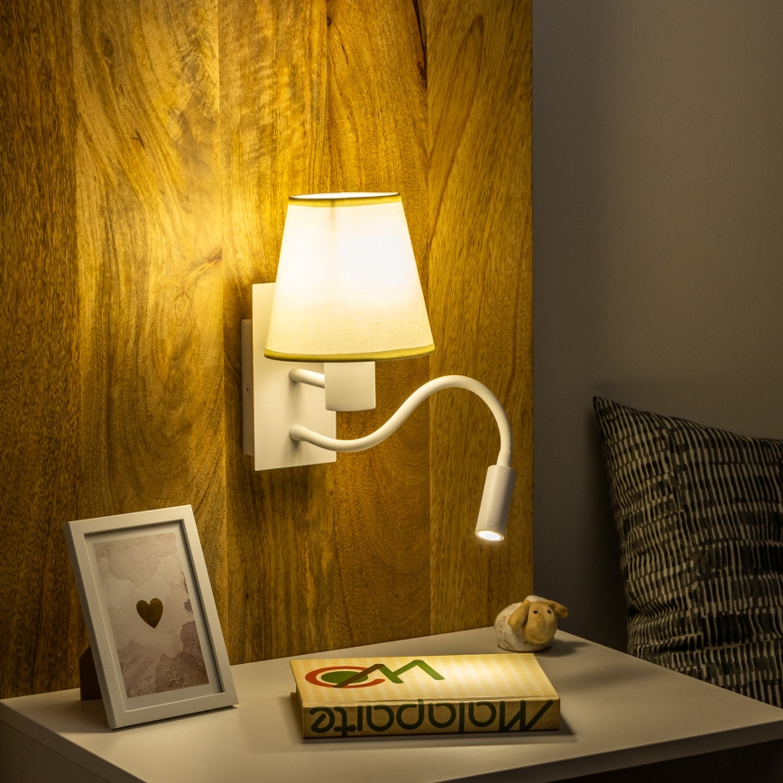 Brilagi - LED Rugalmas fali lámpa NUBILA 1xE27/25W/230V + LED/3W fehér/krémes