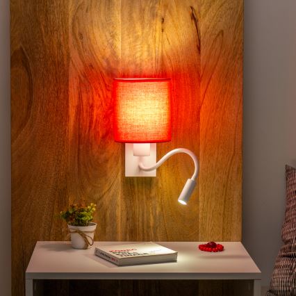 Brilagi - LED Rugalmas fali lámpa NUBILA 1xE27/25W/230V + LED/3W fehér/piros