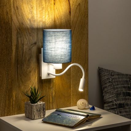 Brilagi - LED Rugalmas fali lámpa NUBILA 1xE27/25W/230V + LED/3W fehér/sötét kék