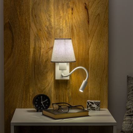 Brilagi - LED Rugalmas fali lámpa NUBILA 1xE27/25W/230V + LED/3W fehér/szürke