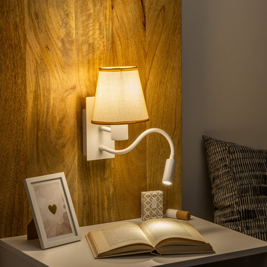 Brilagi - LED Rugalmas fali lámpa NUBILA 1xE27/25W/230V + LED/3W fehér/világosbarna