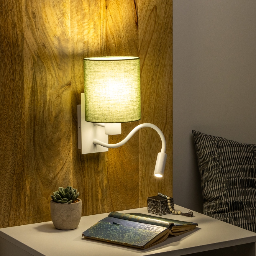 Brilagi - LED Rugalmas fali lámpa NUBILA 1xE27/25W/230V + LED/3W fehér/zöld