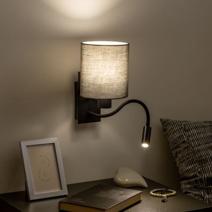 Brilagi - LED Rugalmas fali lámpa NUBILA 1xE27/25W/230V + LED/3W fekete/antracit