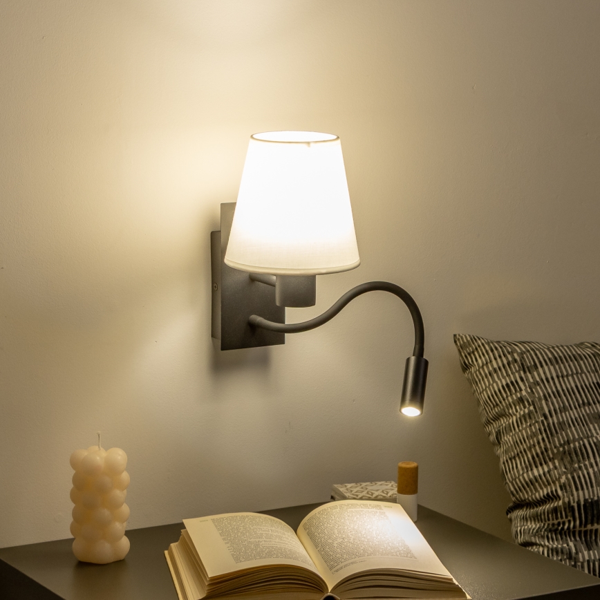 Brilagi - LED Rugalmas fali lámpa NUBILA 1xE27/25W/230V + LED/3W fekete/fehér