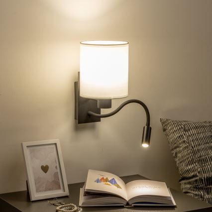 Brilagi - LED Rugalmas fali lámpa NUBILA 1xE27/25W/230V + LED/3W fekete/fehér