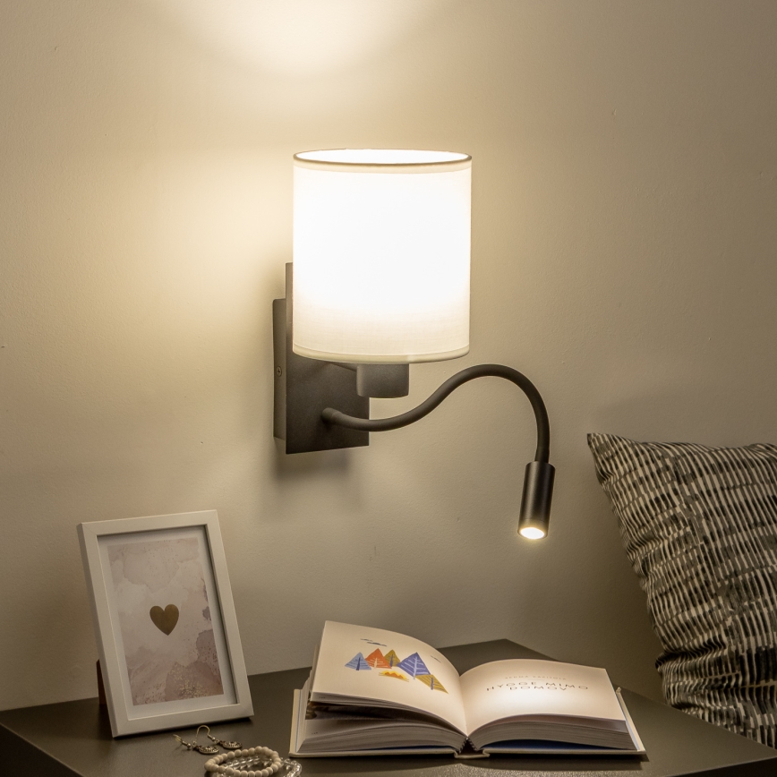 Brilagi - LED Rugalmas fali lámpa NUBILA 1xE27/25W/230V + LED/3W fekete/fehér