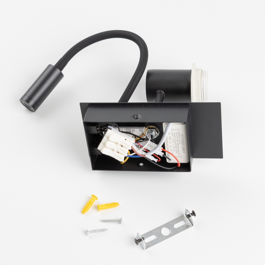 Brilagi - LED Rugalmas fali lámpa NUBILA 1xE27/25W/230V + LED/3W fekete