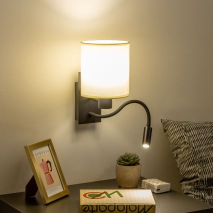 Brilagi - LED Rugalmas fali lámpa NUBILA 1xE27/25W/230V + LED/3W fekete/krémes