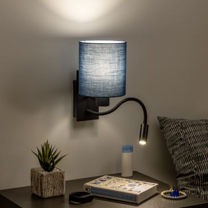 Brilagi - LED Rugalmas fali lámpa NUBILA 1xE27/25W/230V + LED/3W fekete/sötét kék