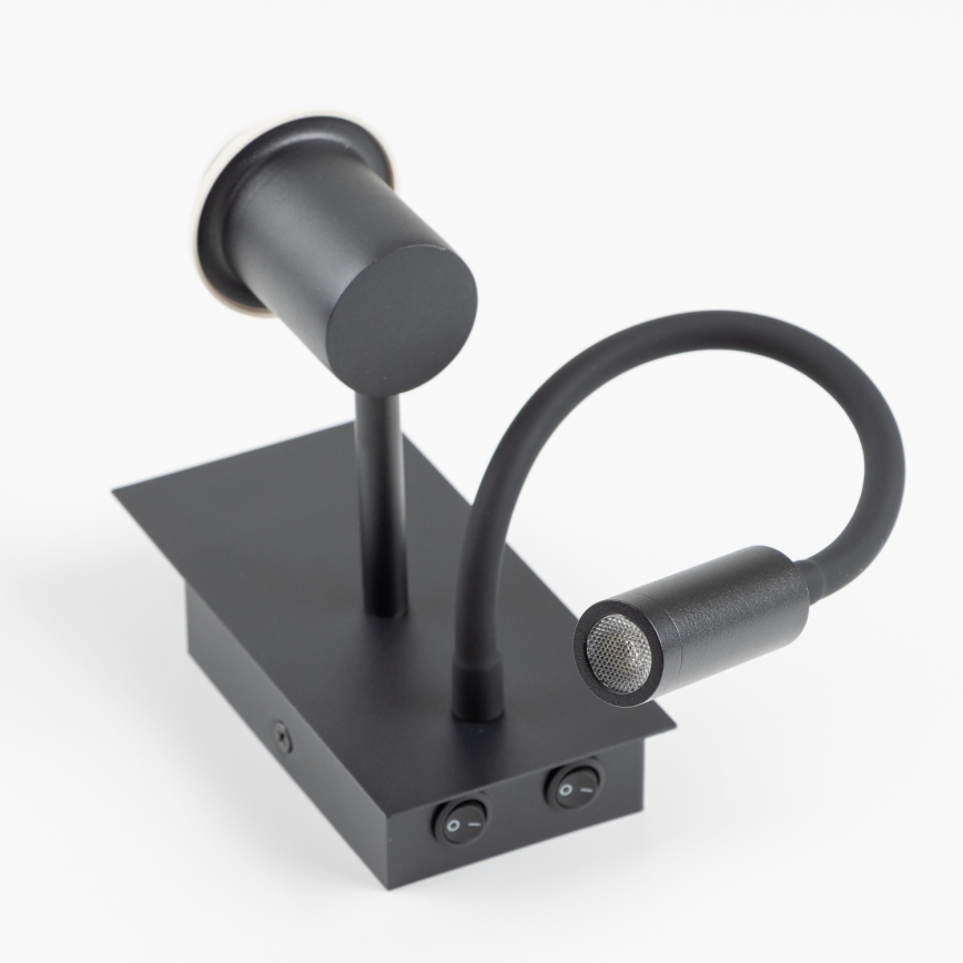 Brilagi - LED Rugalmas fali lámpa NUBILA 1xE27/25W/230V + LED/3W fekete/szürke