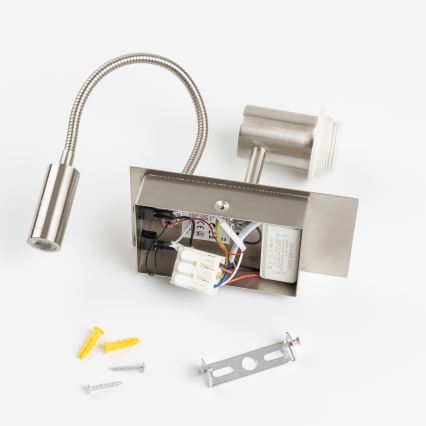 Brilagi - LED Rugalmas fali lámpa NUBILA 1xE27/25W/230V + LED/3W matt króm/antracit