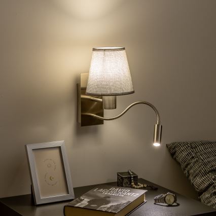 Brilagi - LED Rugalmas fali lámpa NUBILA 1xE27/25W/230V + LED/3W matt króm/szürke